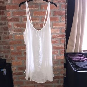 White linen swim cover up